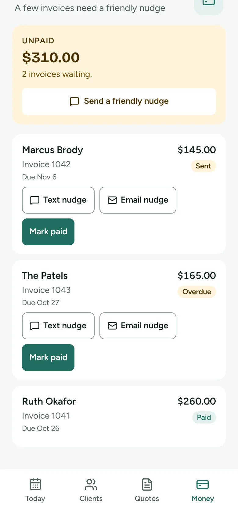Invoice before you reach the car